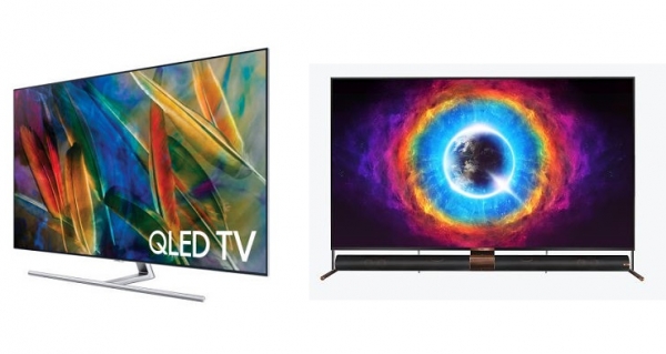 (왼) 삼성의 OLED TV, (오) 중국 업체 TCL의 QLED TV