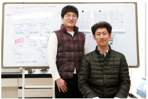 사진설명=DGIST 스마트섬유융합연구실 손원경 연구원(왼쪽), 최창순 선임연구원(오른쪽)