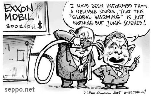 지구온난화로 인한 기후변화를 '정크 과학(junk science)'이라고 비난하는 것이 석유산업이 가장 선호한 전략이었음. (출처:NewEnergyNews.2005)