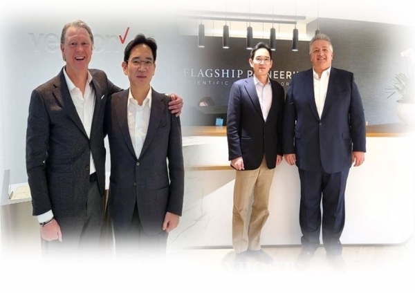 사진 좌측부터 버라이즌 베스트베리 CEO·모더나 아페얀 의장·이재용 삼성전자 부회장 / 삼성전자 제공