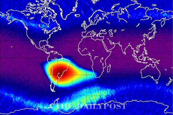 ©데일리포스트=우주방사선 관측기 레오도스가 초기 운영 기간 관측한 전지구 우주방사선 지도 / KAIST 제공