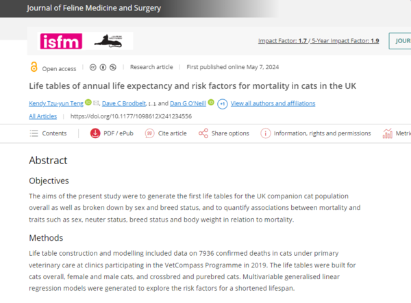 ⓒ데일리포스트=이미지 제공/Journal of Feline Medicine and Surgery