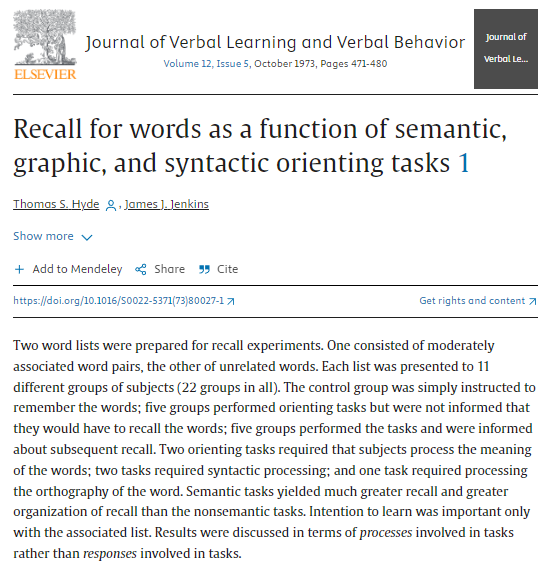 ⓒ데일리포스트=이미지 출처/Journal of Verbal Learning and Verbal Behavior(1973)