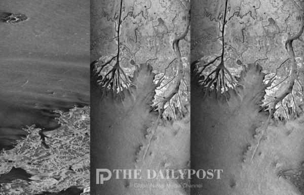 사진 좌측부터 신두리해안사구 충남 태안군 태안해안국립공원-남극 장보고 기지-미국 Wax Lake_미국 루이지애나주 아차팔라야강 일대. 나뭇잎처럼 자라는 Wax Lake 삼각주를 볼 수 있음 / KAIST 제공