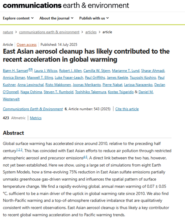 ⓒ데일리포스트=이미지 제공/Communications Earth & Environment