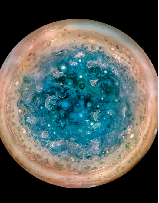 목성 남극의 거대 사이클론  ⓒ데일리포스트=이미지 제공/NASA