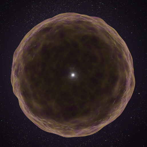 초신성 SN 2021yfj의 폭발 직전 대질량별 상상도. 외층 대부분이 방출돼 실리콘과 황을 포함한 중심부가 드러난 모습. ⓒ데일리포스트=이미지 제공/W. M. Keck Observatory-Adam Makarenko