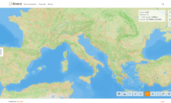 로마 제국의 도로망을 시각화한 '이티네르-이(Itiner-e)' 웹 지도 화면. ⓒ데일리포스트=이미지 제공/Itiner-e.org