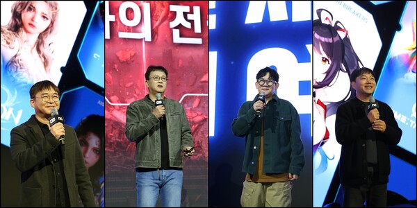 ⓒ데일리포스트=왼쪽부터 백승욱 PD-배재현 PD-이성구 PD-임원기 퍼블리싱 사업 총괄 이미지 출처 / 엔씨소프트