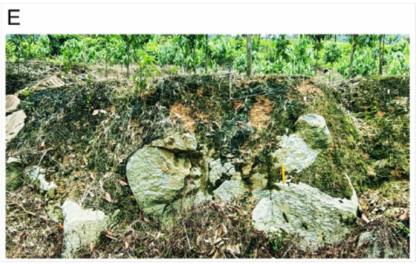 크레이터 바닥 단면의 파편 혼재층. ⓒ데일리포스트=이미지 제공/Matter and Radiation at Extremes 