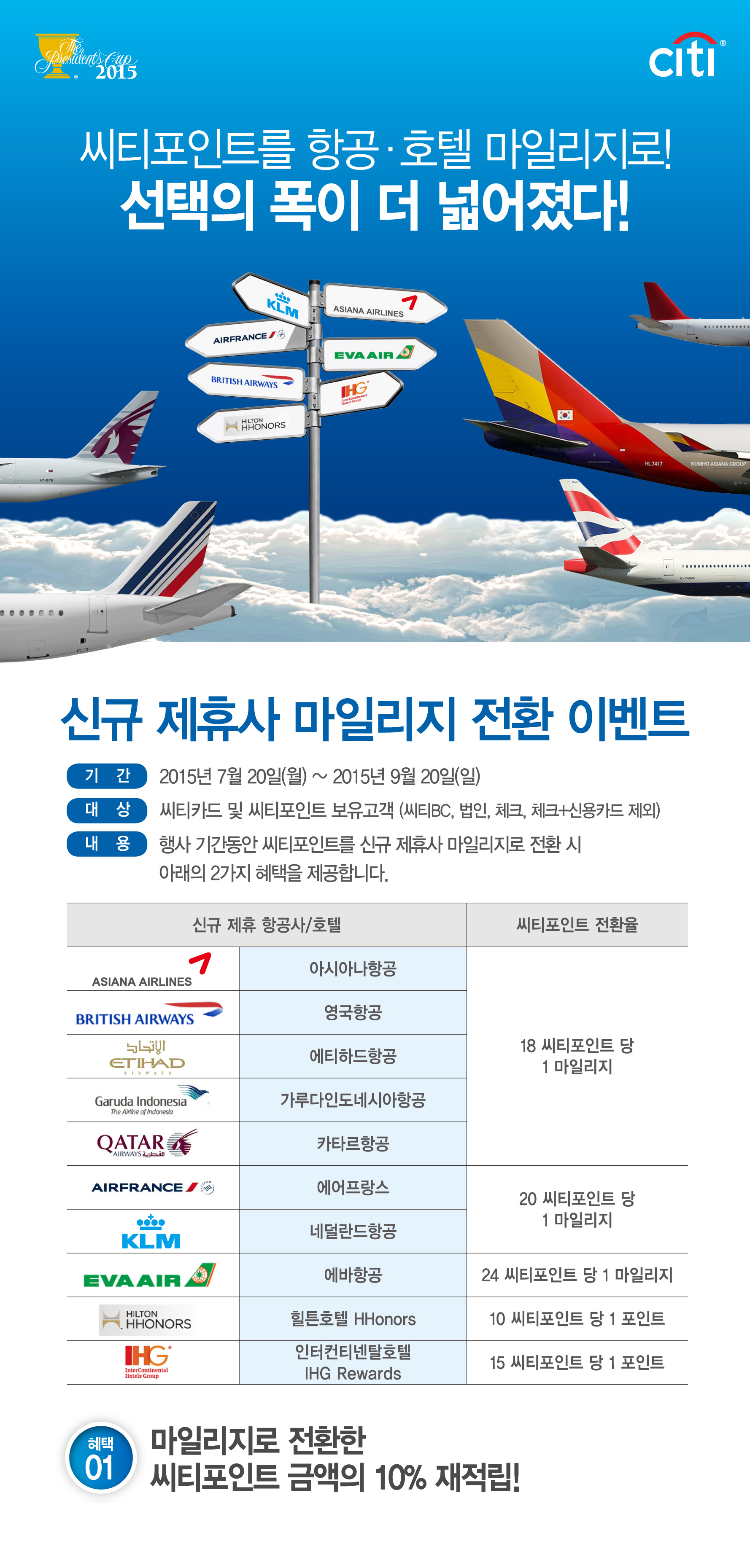 씨티카드, 포인트 항공사?호텔 마일리지로 전환 < Life < 기사본문 - 데일리포스트
